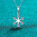 Elegante collana con ciondolo a fiocco di neve in argento S925 con moissanite - Argento 925 / Moissanite da 0.6 Carati