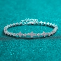 Elegant S925 sterling silver moissanite bracelet with star charms and adjustable lobster clasp - 925 Silver / 1.38 Carat Moissanite
