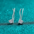Pendientes trepadores de corazón en plata S925 y moissanita con acabado brillante - Plata 925 / Moissanita Corazón 1ct