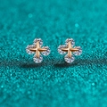 Elegant S925 sterling silver champagne gold star stud earrings with sparkling moissanite - 0.80 Carat Moissanite (Champagne Gold) / 925 Silver