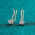 Elegantes pendientes de corazón en plata S925 con moissanita color oro champán - Plata 925 / Estilo Corazón Moissanita (Oro Champaña)