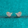 Elegantes pendientes de corazón en plata 925 con moissanita y acabado en oro rosa - Plata 925 / 0.6ct Moissanita (Oro Champaña)