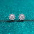 Fonkelende S925 sterling zilveren sneeuwvlok oorknopjes met moissaniet stenen - 925 zilver / 70.8pt Moissaniet (Zilver)