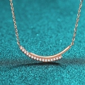 Minimalist S925 sterling silver smile necklace with sparkling pavé moissanite stones - 925 Silver / Champagne Gold