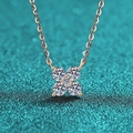 Collana in argento S925 oro rosa con pendente a petalo in moissanite scintillante - Argento 925 / Oro Champagne (Moissanite)