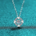 S925 sterling silver heart-shaped moissanite pendant necklace on star-blue background - 0.5 Carat Moissanite / 925 Silver