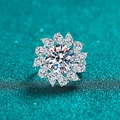 Bague élégante en argent S925 avec moissanite 5ct taille poire et design fleur groupée - US 8 / Style Moissanite