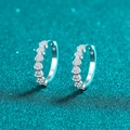 Boucles d'oreilles créoles S925 argent moissanite avec motif luxe éventail serti pavé - Style Moissanite / Argent 925