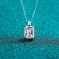 Collana minimalista in argento sterling S925 con ciondolo in moissanite taglio smeraldo - 1ct Moissanite (Taglio Smeraldo)