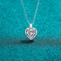 Elegante collana in argento sterling S925 con pendente in moissanite a forma di cuore - 1 Carato Moissanite a Cuore / Argento 925
