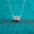 Collana in argento S925 con doppio ciondolo in moissanite a cuore e taglio smeraldo - Collana Moissanite (Con Confezione Regalo e Certificato) / Argento 925 / Moissanite (Taglio Smeraldo)