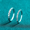 Anillos de pareja de plata esterlina S925 con moissanita y bandas texturizadas - Talla 14 / Estilo de Hombre (2,5 Puntos Moissanita)