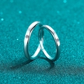 Polished S925 sterling silver couple rings with round solitaire moissanite on blue background - US 14 / Moissanite Men Ring