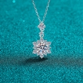 Elegant S925 sterling silver snowflake pendant necklace featuring sparkling moissanite stones - 925 Silver / Moissanite