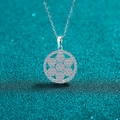 Elegante collana a fiocco di neve in argento S925 moissanite con ciondolo tondo lucido - Moissanite / Argento 925