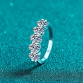 Luxurious S925 sterling silver ring featuring five oval-cut moissanite stones - US 9 / 2.5 Carat Moissanite