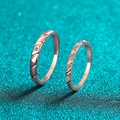 Bagues de couple en argent S925 et moissanite or rose avec texture diagonale élégante - US 14 / Or Champagne Homme