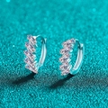 S925 sterling silver hoop earrings with emerald cut moissanite set on teal glitter - 1.5 Carat Moissanite / 925 Silver