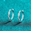 Elegantes pendientes de aro de plata S925 con textura trenzada y brillantes moissanitas - Estilo Plateado con Moissanita de 34.8 Puntos / Plata de ley 925