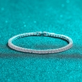 Lussuoso bracciale tennis in argento sterling S925 con scintillanti pietre di moissanite - Argento 925 / 15,5 cm (Singolo 10 Punti 3 mm) 4,3 Carati