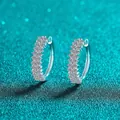 Eleganti orecchini a cerchio S925 in argento e moissanite con doppia fila di diamanti - Moissanite da 1,2 Carati / Argento 925