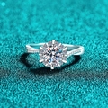Classic S925 sterling silver moissanite sunflower ring with twisted pavé band design - US 9 / 0.5ct Moissanite