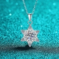 Elegante collana a fiocco di neve in argento 925 con pietra centrale in moissanite lucida - Argento 925 / 1 Carato di Moissanite