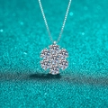 Elegante colgante de girasol de plata S925 y moissanita con una fina cadena veneciana - Plata 925 / 70 Puntos Moissanita