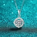Elegant S925 silver necklace with heart-shaped moissanite in a twisted circle pendant - 925 Silver / 1 Carat Moissanite