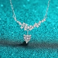 Elegante collana in argento sterling S925 con moissanite a forma di cuore e stella - Argento 925 / 1 Carato di Moissanite