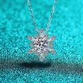 Collana con pendente a fiocco di neve in argento S925 e moissanite su fondo verde - Stile Moissanite 1 Carato / Argento 925