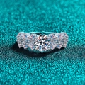 Luxurious S925 sterling silver moissanite ring featuring a large round center diamond - US 10 / Moissanite
