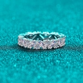 Luxurious S925 silver ring featuring baguette and round cut moissanite stones on blue - US 9 / 2.52 Carat Full Moissanite