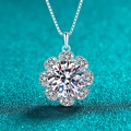 Elegant S925 sterling silver sunflower necklace with a bright moissanite pendant - 10ct Moissanite Style (With 1m Box Chain) / 925 Silver
