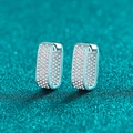 Elegante S925 Sterling Silber Creolen rechteckig mit Moissanit-Besatz für Damen - 925er Silber / 0.92ct Moissanit