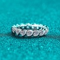 Anello in argento sterling S925 con moissanite e fascia a spirale dal design elegante - US 9 / 1.7 Carati Moissanite