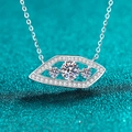 Collana con ciondolo occhio in argento sterling S925 con tre pietre di moissanite lucide - Argento 925 / Moissanite da 1.4 Carati