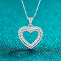 Collana a doppio cuore in argento sterling S925 con pietre scintillanti di moissanite - Argento 925 / Moissanite 38.5ct (Catena Veneziana)