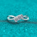 S925 Sterling Silber Moissanit Ring zweilagig mit drei Hauptsteinen für Damen - US 9 / 41.5 Punkte Moissanit Stil