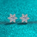Funkelnde S925 Sterlingsilber Moissanit Ohrstecker in Sternform für Damen - 2.2 Karat Voll Moissanit / 925er Silber