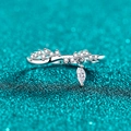 Glinsterende S925 zilveren golfring met een marquise geslepen moissanite hanger - US 9 / Zilver Moissanite
