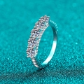 Anello in argento sterling S925 con cinque brillanti pietre di moissanite tonda - US 9 / Argento (Moissanite)