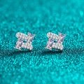 S925 Sterling Silber geometrische Moissanit Ohrstecker auf petrolfarbenem Glitzer - 925er Silber / 0,728ct Moissanit