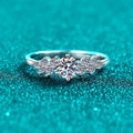 Elegant S925 sterling silver moissanite ring featuring a brilliant round center stone - US 9 / 0.5 Carat Moissanite