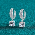 Elegantes pendientes de plata de ley 925 y moissanita con circonitas de corte brillante - 2ct Moissanita (1ct + 1ct) / Plata 925