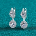 Boucles d'oreilles flocon de neige en argent S925 et moissanite avec serti halo - Argent 925 / 3 Carats Moissanite