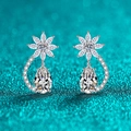 Boucles d'oreilles en argent 925 avec moissanite en forme de poire et design floral chic - Style Moissanite 2 Carats / Argent 925
