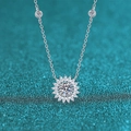 Elegant S925 sterling silver sunflower necklace with brilliant moissanite center stone - 1 Carat Moissanite / 925 Silver