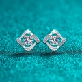 Elegant S925 sterling silver moissanite geometric swirl stud earrings for women - 1 Carat Moissanite (5917610041696) / 925 Silver
