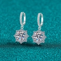 Elegante S925 sterling zilveren moissanite sneeuwvlok oorringen voor dames met glans - 2ct Moissanite (1ct+1ct) / 925 zilver